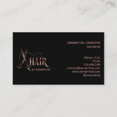 Haarstylistin Rose Goldtypografie Haarschere Visitenkarte (Rückseite)