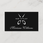 Haarstylistin Schere qr-Code schwarz minimal Visitenkarte (Vorderseite)