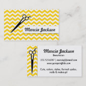 Haarstylistin Senfgelbe Zickzack Schere Visitenkarte (Vorne/Hinten)