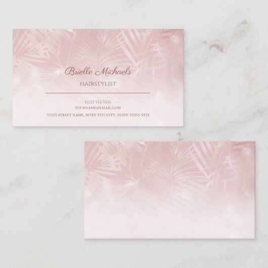Haarstylistin Weich Chic Pink Silver Flora Muster Visitenkarte (Vorne/Hinten)