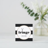 Haarstylistische Goldschere Schwarz-weiß gestreift Quadratische Visitenkarte (Stehend Vorderseite)