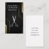 Haarstylistische Schere | Black Gold Hintergrund Visitenkarte (Vorne/Hinten)