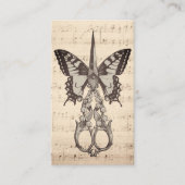 Haarstylistische Schere Schmetterling Vintage Musi Visitenkarte (Vorderseite)