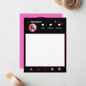 Haarstylle Rosa Makeup Artist Instagram QR CODE Mitteilungskarte (Vorderseite/Rückseite Beispiel)