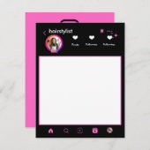 Haarstylle Rosa Makeup Artist Instagram QR CODE Mitteilungskarte (Vorne/Hinten)