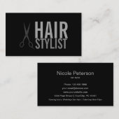 Haarstylle - Silberschere schwarzer Hintergrund Visitenkarte (Vorne/Hinten)