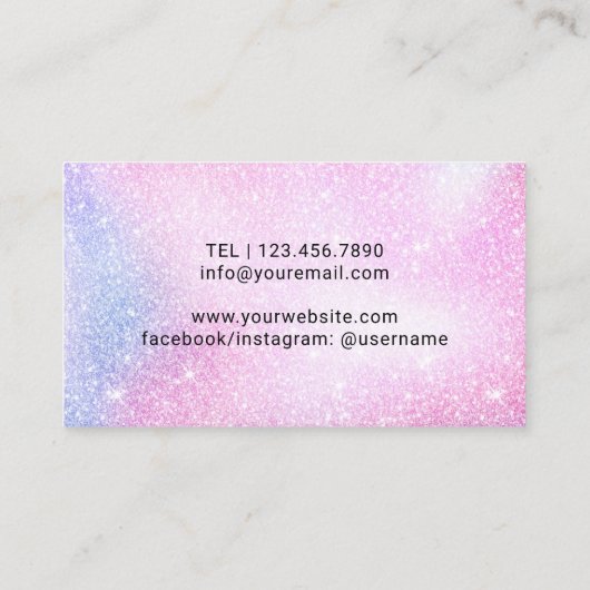 Haarstyllengeblasene Trockner Pastell Glitzer Dryb Visitenkarte (Rückseite)