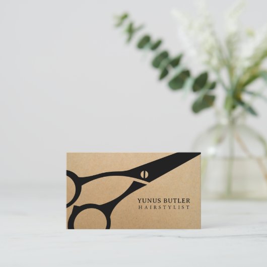 Haarstyllische Schere Kraft Visitenkarte (Stehend Vorderseite)