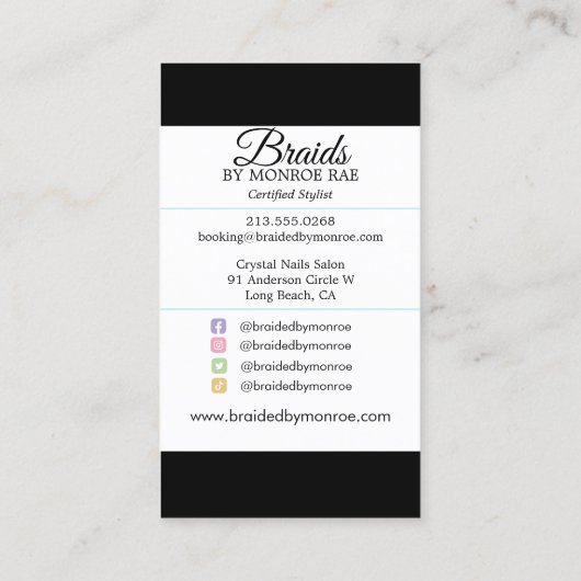 Haartrader - Braide - Hirngewächse - Stylist - Sal Visitenkarte (Rückseite)