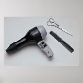 Haartrockner mit Schere und Kamm Poster (Vorne)