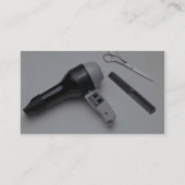 Haartrockner mit Scheren und Kamm Visitenkarte (Rückseite)