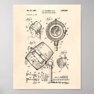Haartrockner System 1960 Patent Art Old Peper Poster