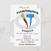 Haartrockner und Haarstreuer Einladung (Vorne/Hinten)