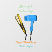 Haartrockner und Haarstreuer Fensteraufkleber (Blatt)