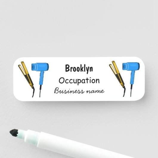 Haartrockner und Haarstreuer Namensschild (Beispiel)