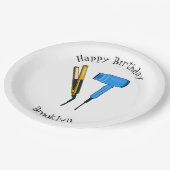 Haartrockner und Haarstreuer Pappteller (Schrägansicht)