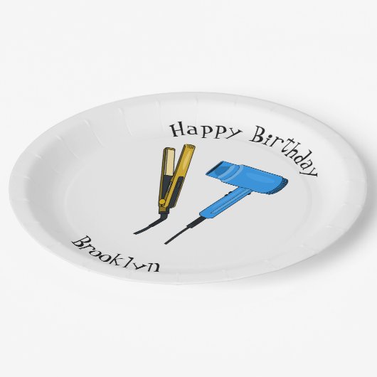 Haartrockner und Haarstreuer Pappteller (Schrägansicht)