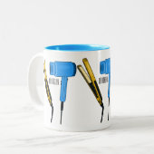 Haartrockner und Haarstreuer Zweifarbige Tasse (Vorderseite Links)