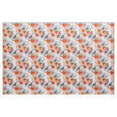 Haartrockner und Orangenmohn-Blume mit Vögeln Stoff (Fat Quarter (45,7 x 55,9 cm))