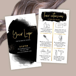 Haarverlängerungen Aftercare Black & Gold Haarstyl Visitenkarte
