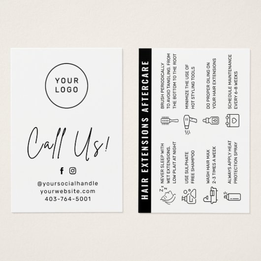 Haarverlängerungen Aftercare Business Card (Vorne & Hinten)