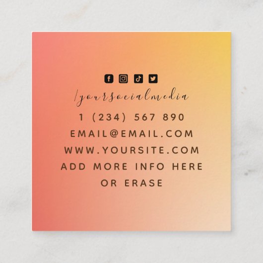 Haarverlängerungen Orange Ombre Gradient Schönheit Quadratische Visitenkarte (Rückseite)