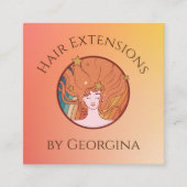 Haarverlängerungen Orange Ombre Gradient Schönheit Quadratische Visitenkarte (Vorderseite)
