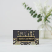 Haarwerkzeug | Leder | Gold Modern Geometric Visitenkarte (Stehend Vorderseite)