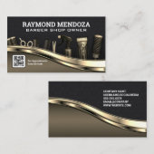 Haarwerkzeug | QR-Code | Gold Metallic Visitenkarte (Vorne/Hinten)