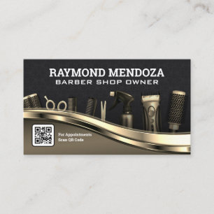Haarwerkzeug   QR-Code   Gold Metallic Visitenkarte