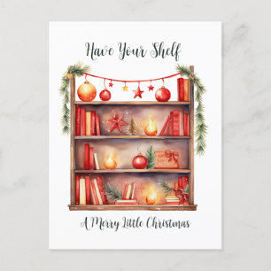 Hab ein frohes Weihnachtsfest auf deinem Bücherreg Postkarte