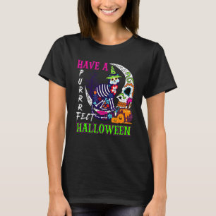 Hab ein purrfektes Halloween  Zucker-Schädel-Skele T-Shirt