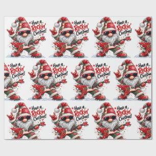 Hab einen rockigen Weihnachts-Gitarren-Gnom Geschenkpapier