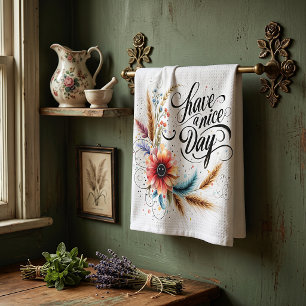 Hab einen schönen Tag floral Geschirrtuch