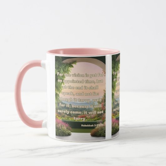 Habakkuk 2:3 KJV Bible Verse Pic Two-Tone Tasse (Links)