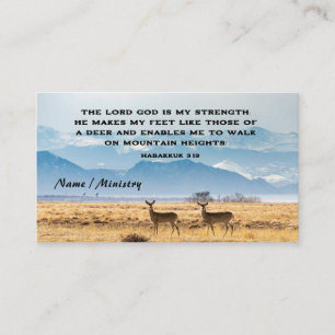 Habakkuk 3:19 Bibel Verse Deer and Mountains Visitenkarte