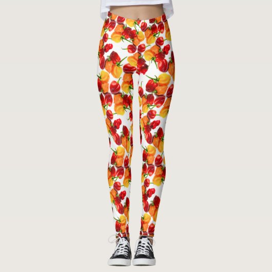 Habanero Chilies Red Paprikaschoten Orange Warme F Leggings (Vorderseite)