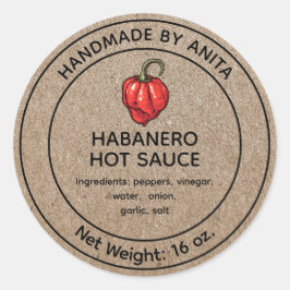 Habanero Hot Sauce Canning Jar Kraft Runder Aufkleber