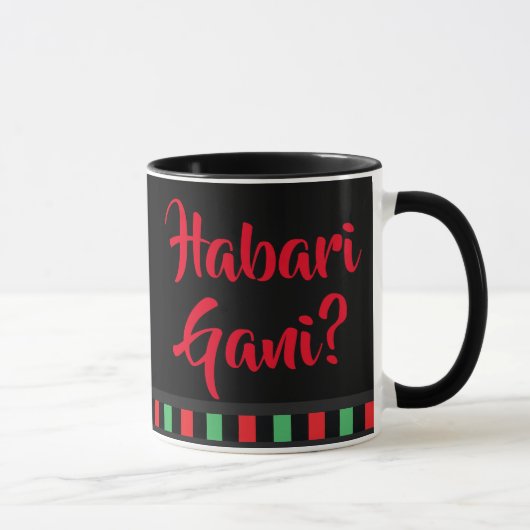 Habari Gani Red Black Green Words Kwanzaa Tasse (Rechts)