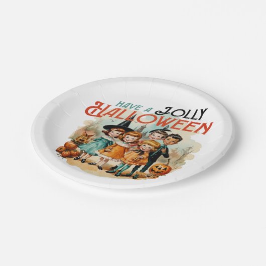Habe ein fröhliches Halloween Pappteller (Schrägansicht)