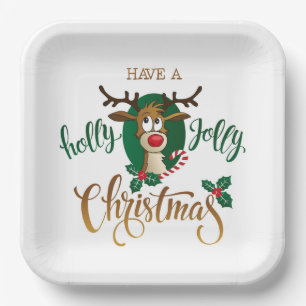 Habe ein Holly Jolly Weihnachten Pappteller