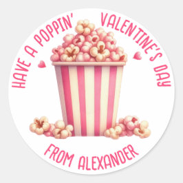 Habe ein Poppeln Valentinstag Pink Popcorn Herz Runder Aufkleber