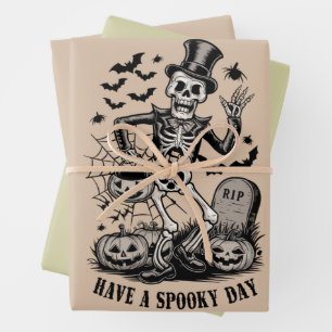 Habe ein tolles Halloween-Skelett Geschenkpapier Set