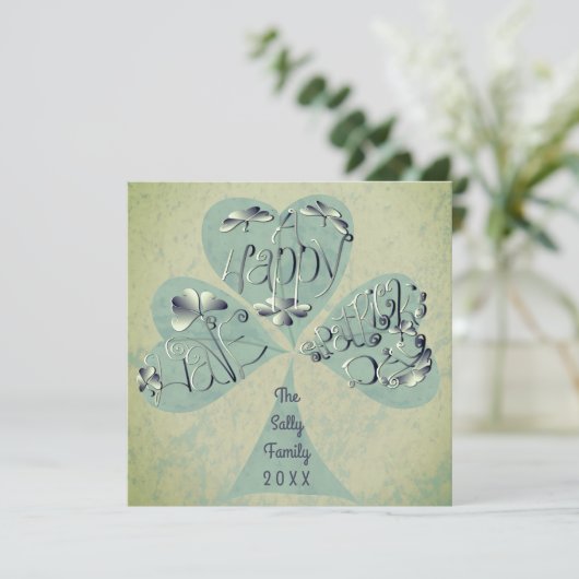 "Habe einen glücklichen St. Patrick's Day" Handges Dankeskarte (Stehend Vorderseite)