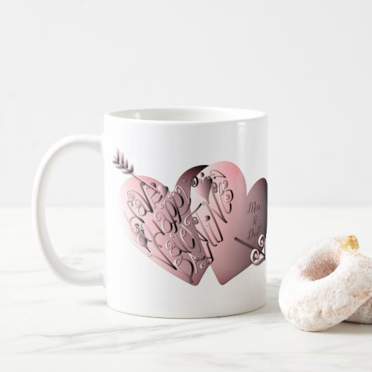 "Habe einen glücklichen Valentinstag" Handgeschrie Kaffeetasse (Mit Donut)