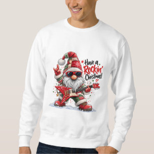 Habe einen rockigen Weihnachts-Gitarren-Gnom Sweatshirt
