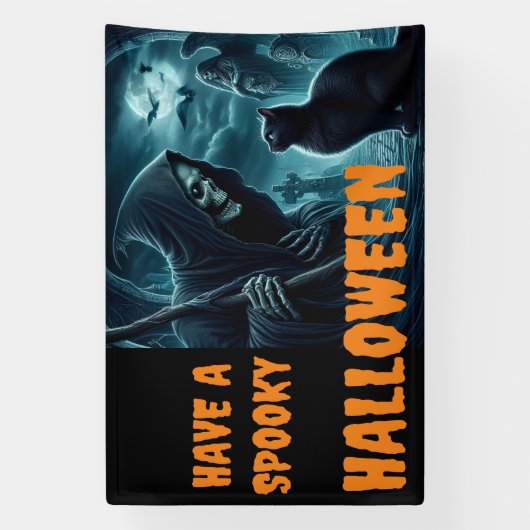 Habe einen unheimlichen Halloween-Grimabeeper Banner (Vertikal)