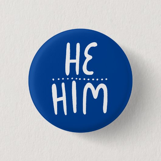 HABE/HABM Pronouns Blue Handlettering Minimaler Kn Button (Vorderseite)