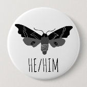HABE/HABM Pronouns Handgezogenes Moth Insekt Button (Vorderseite)