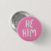 HABE/HABM Pronouns Pink Handschrift Minimaler Knop Button (Vorne & Hinten)